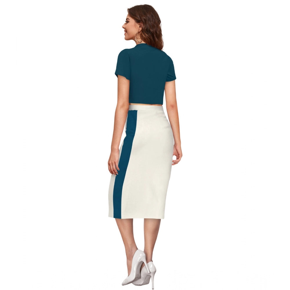 Women'S Knitting Stretchable Solid Round Neck Cap Sleeve Top (