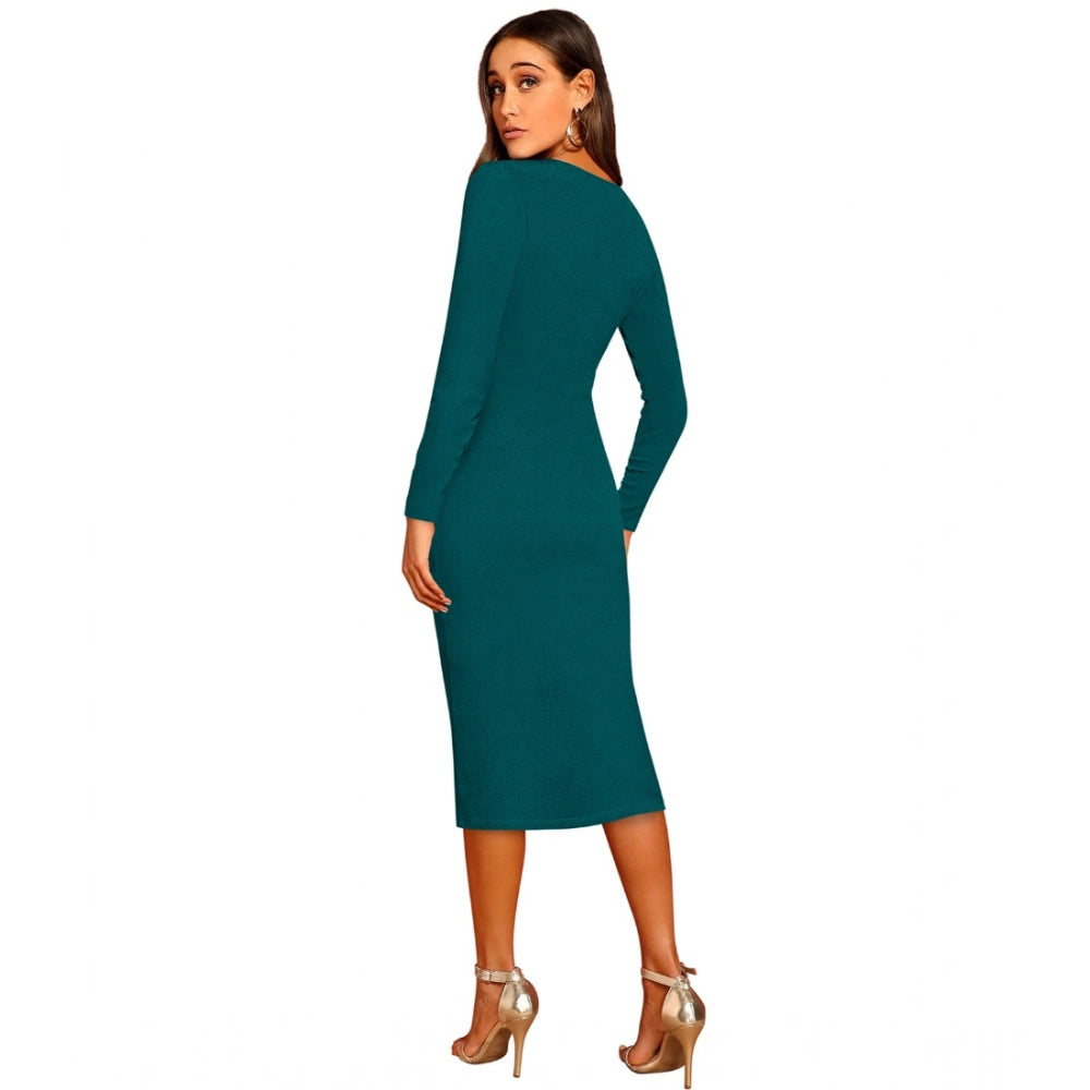 Women'S Knitting Stretchable Round Neck Full Sleeve Dress (Mor