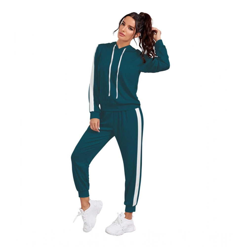 Women'S Knitting Stretchable Solid Hooded Neck Full Sleeve Tra