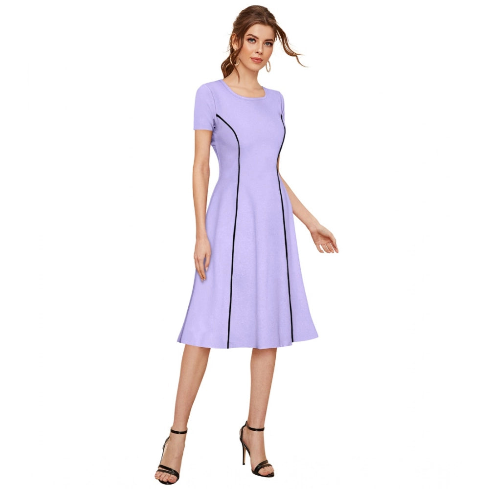 Women'S Knitting Stretchable Solid Round Neck Cap Sleeve Dress