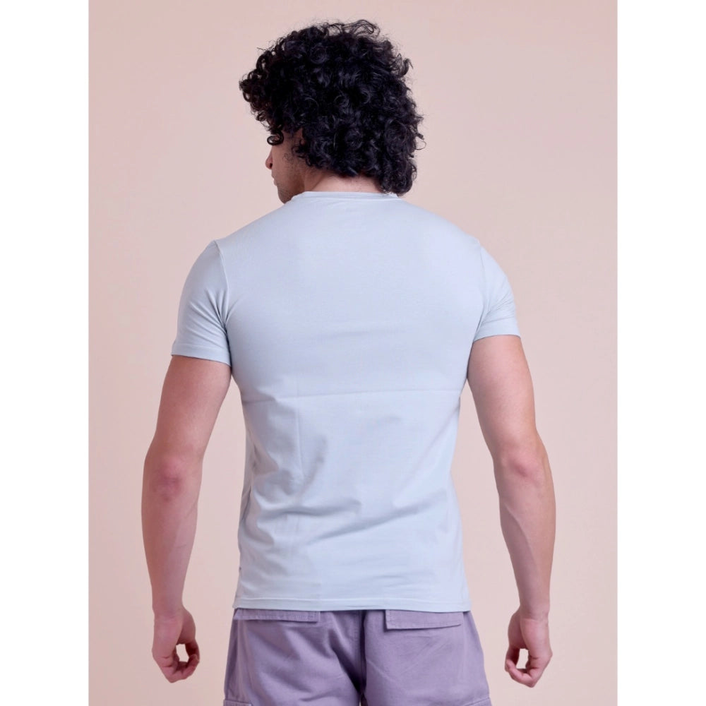 Men'S Casual Cotton Solid Half Sleeve Round Neck T-Shirt (Grey