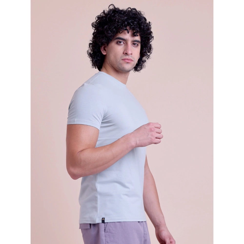 Men'S Casual Cotton Solid Half Sleeve Round Neck T-Shirt (Grey