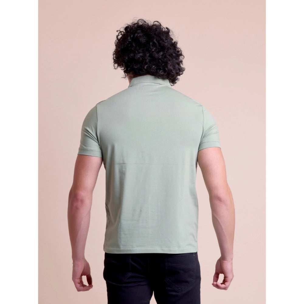 Men'S Casual Cotton Solid Half Sleeve Polo Neck T-Shirt (Newsa