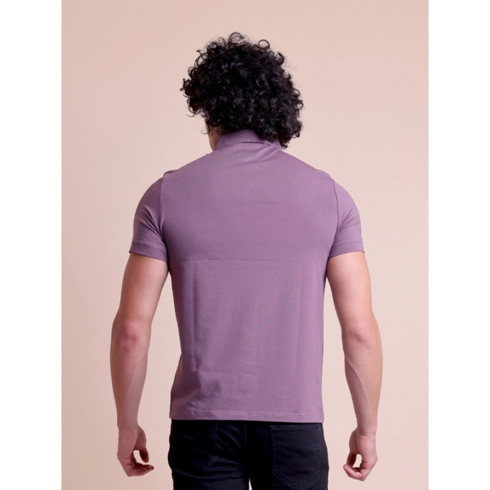 Men'S Casual Cotton Solid Half Sleeve Polo Neck T-Shirt (Berry