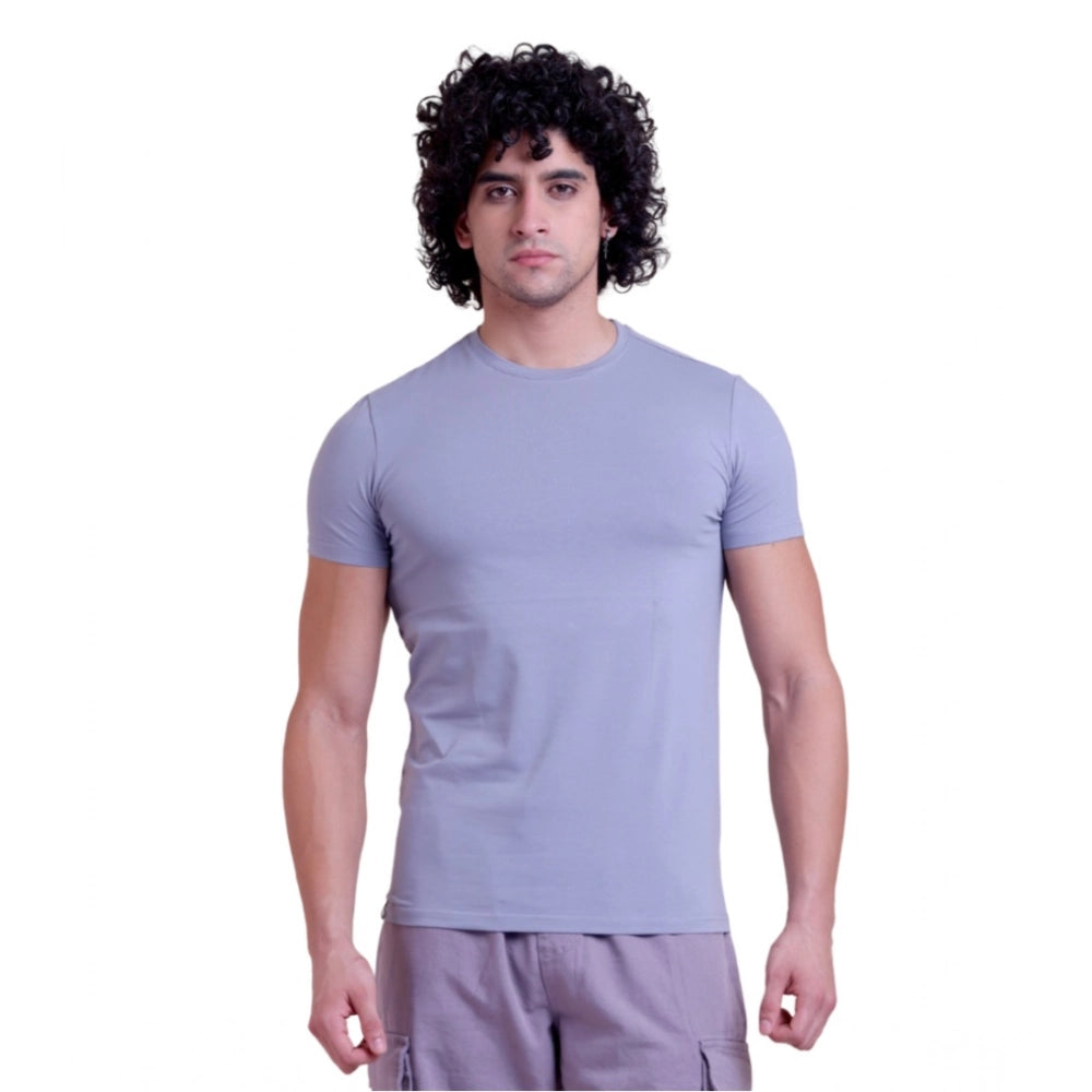 Men'S Casual Cotton Solid Half Sleeve Round Neck T-Shirt (Purp