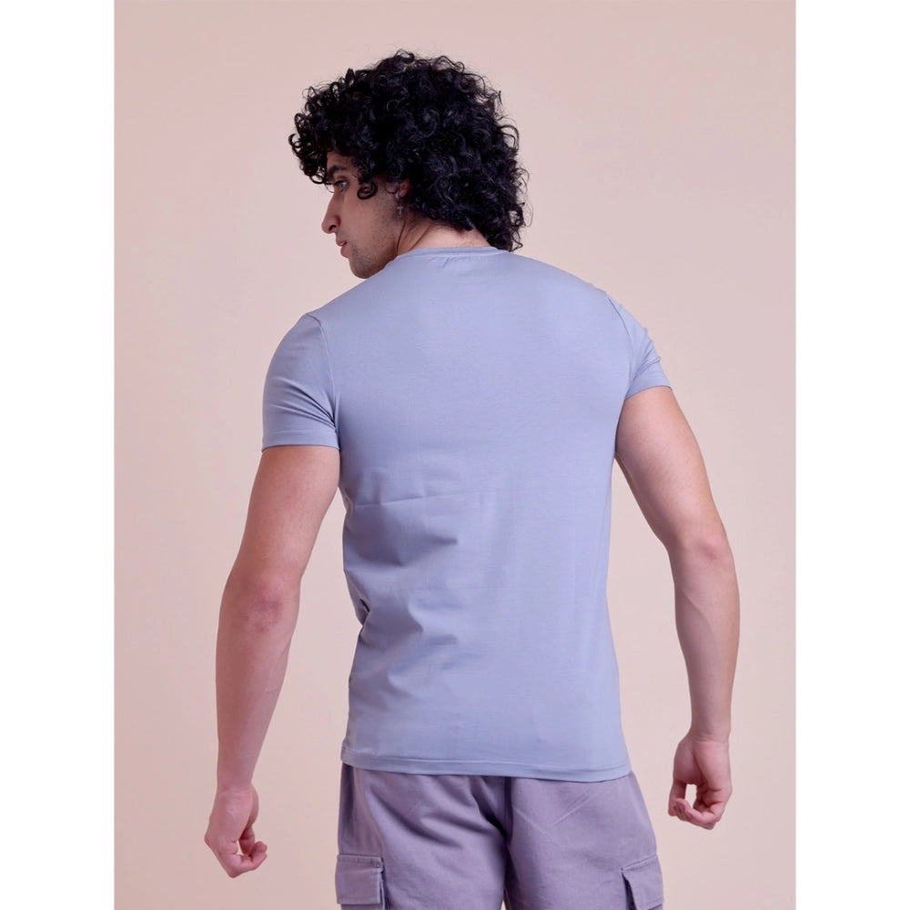 Men'S Casual Cotton Solid Half Sleeve Round Neck T-Shirt (Purp