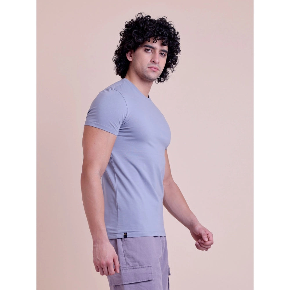 Men'S Casual Cotton Solid Half Sleeve Round Neck T-Shirt (Purp