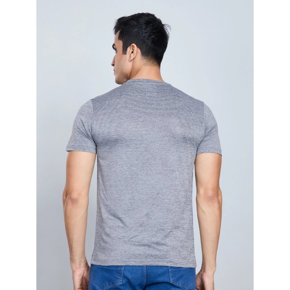 Men'S Casual Nylon Solid Half Sleeve Round Neck T-Shirt (Black