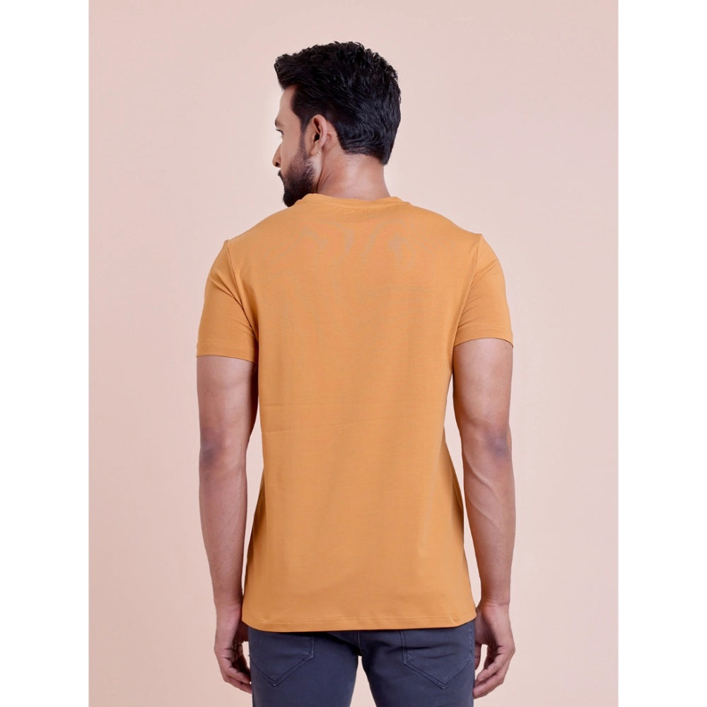Men'S Casual Cotton Solid Half Sleeve Round Neck T-Shirt (Brow