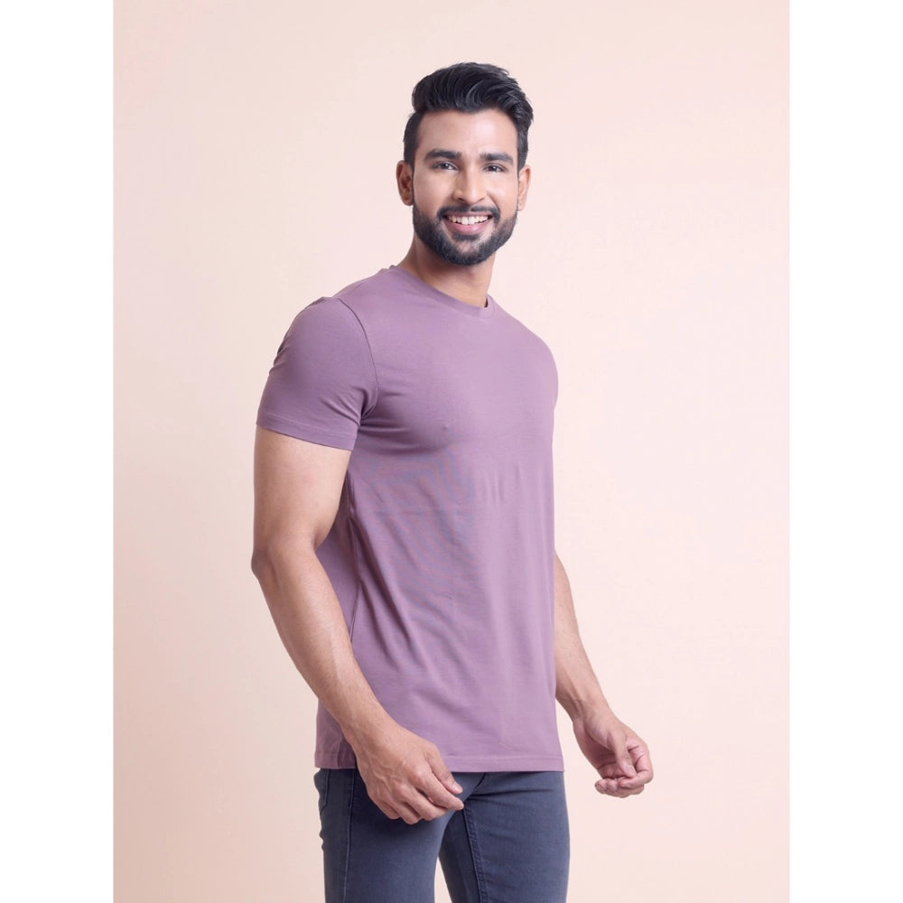 Men'S Casual Cotton Solid Half Sleeve Round Neck T-Shirt (Berr
