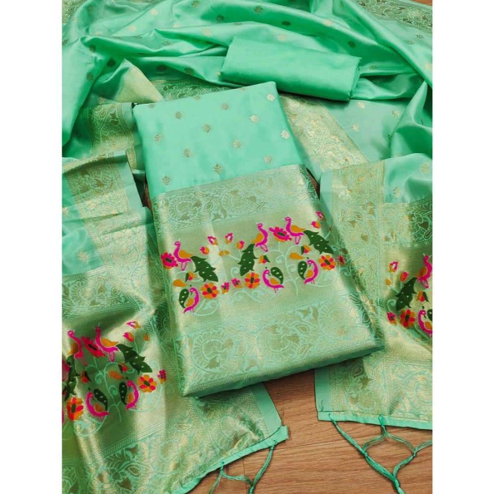 Women'S Banarasi Silk Printed Unstitched Salwar Suit Material