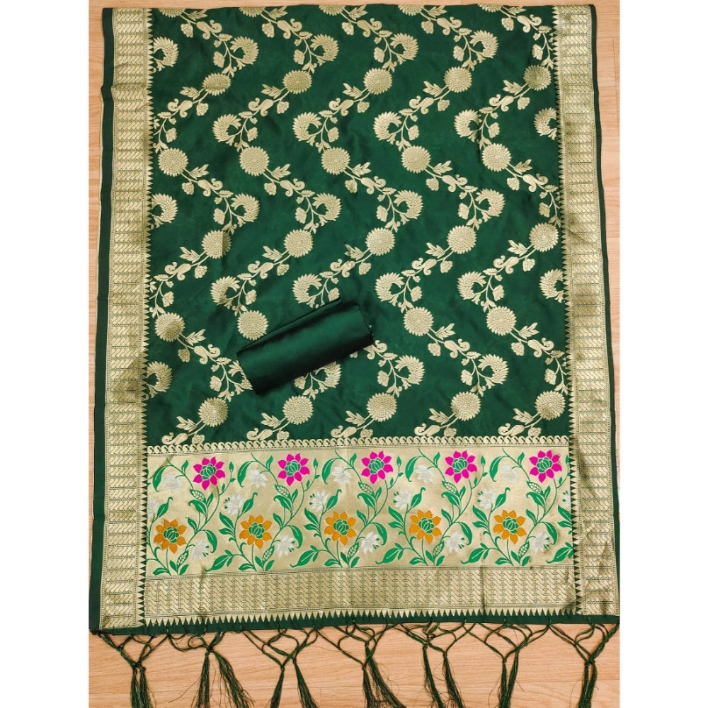Women'S Banarasi Silk Printed Unstitched Salwar Suit Material