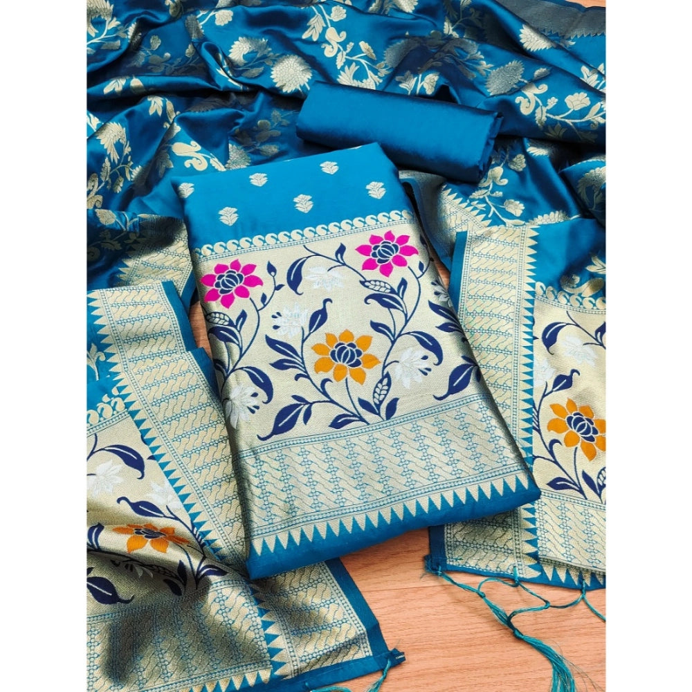 Women'S Banarasi Silk Printed Unstitched Salwar Suit Material