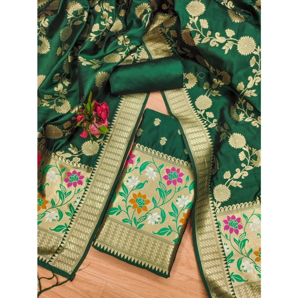 Women'S Banarasi Silk Printed Unstitched Salwar Suit Material