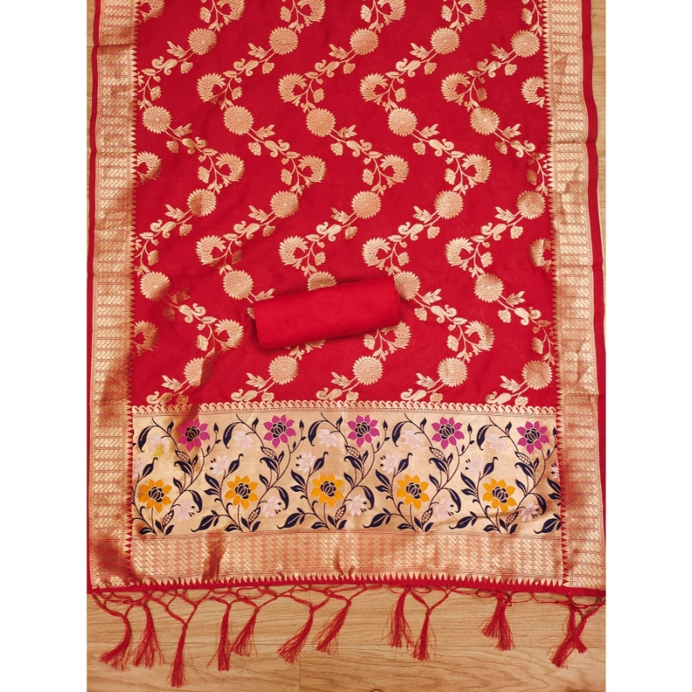 Women'S Banarasi Silk Printed Unstitched Salwar Suit Material