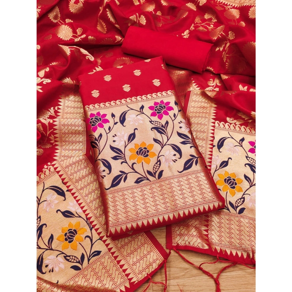 Women'S Banarasi Silk Printed Unstitched Salwar Suit Material