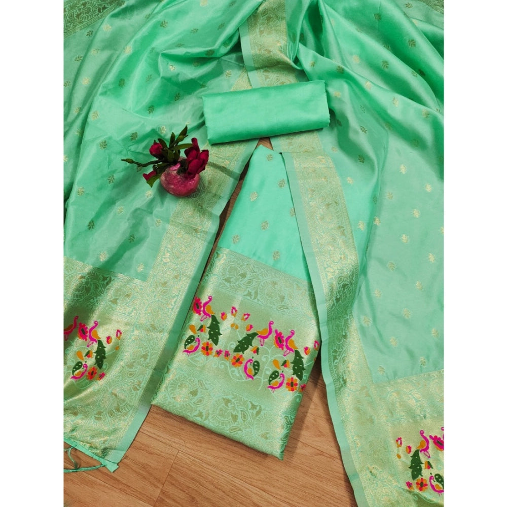 Women'S Banarasi Silk Printed Unstitched Salwar Suit Material
