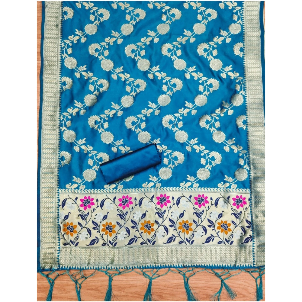 Women'S Banarasi Silk Printed Unstitched Salwar Suit Material
