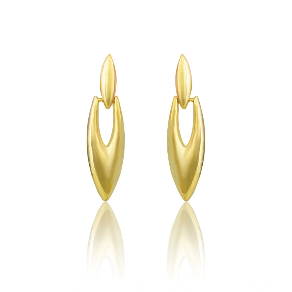 Women'S Brassnew Gold Tone Polish Mini Office Earrings (Gold P