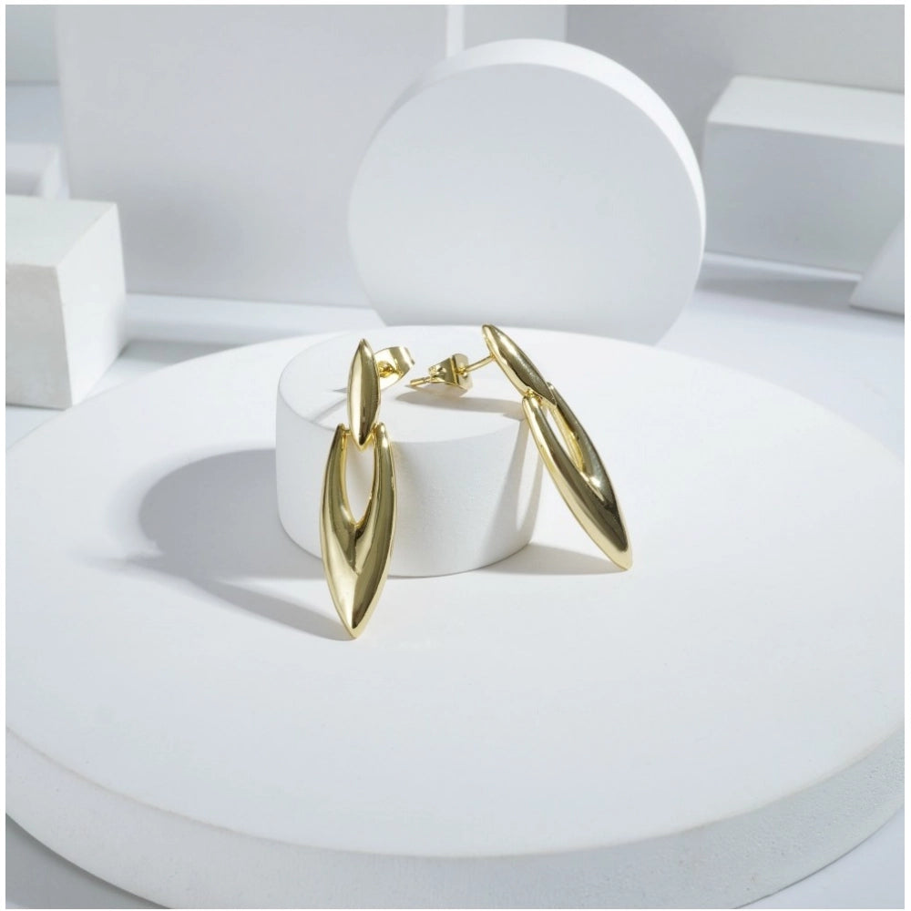 Women'S Brassnew Gold Tone Polish Mini Office Earrings (Gold P