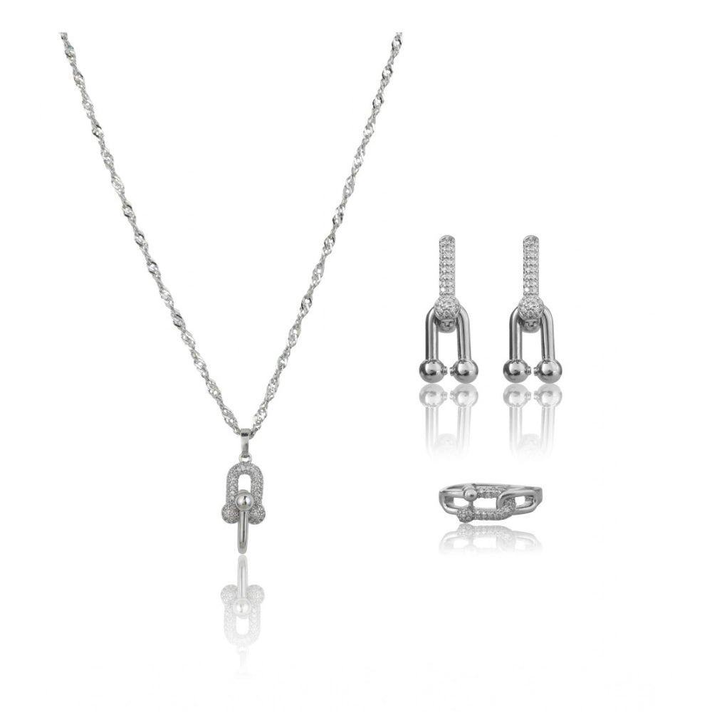 Women'S Stainless Steel Unique Design Silverpolish Combo Jewel