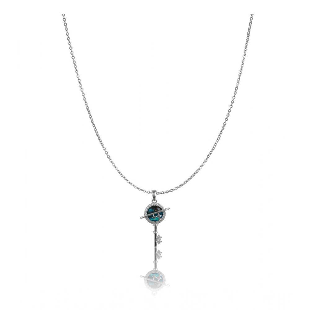 Women'S Stainless Steel Key Design Delicate Chain (Silver Plat