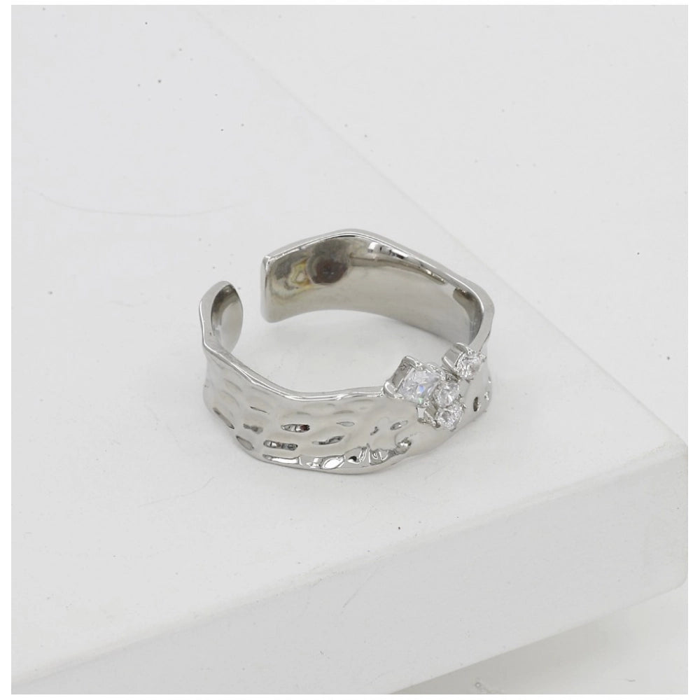Stainless Steel Silver Polish Freesize Western Finger Ring (Si