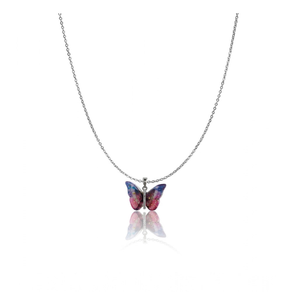 Women'S Stainless Steel Colorful Butterfly Pendent Dailywear C