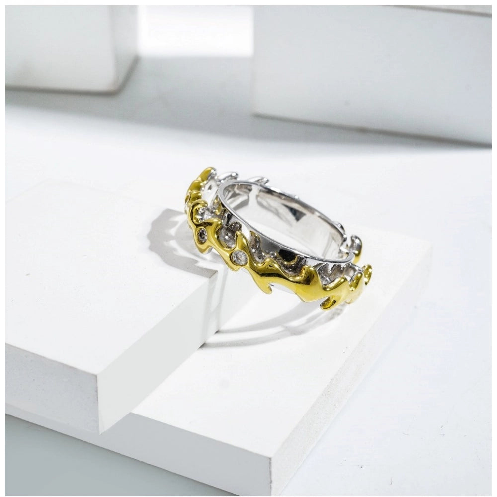 Stainless Steel Double Tone High-Quality Freesize Ring (Silver