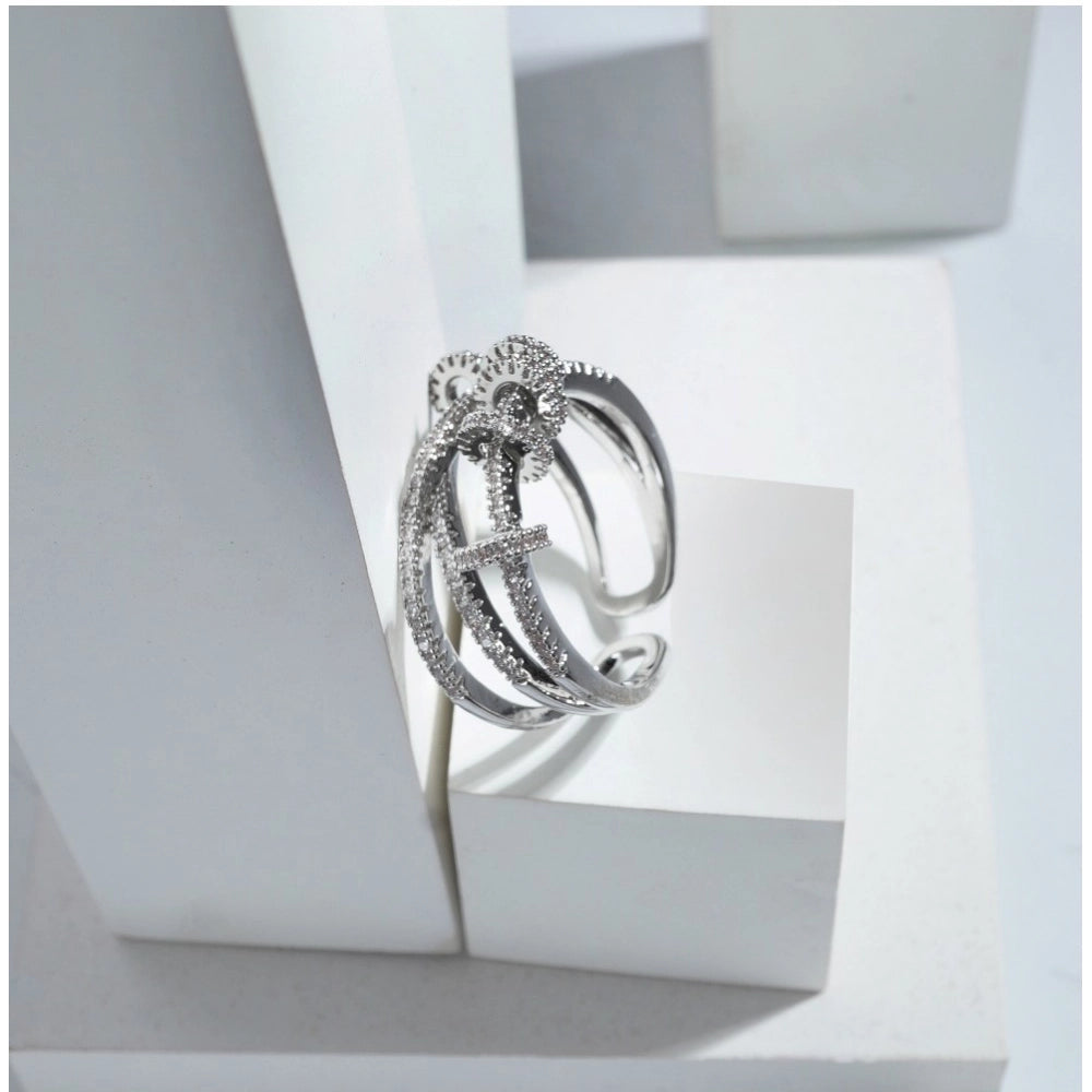 Stainless Steel Silver High-Quality Freesize Ring (Silver Plat