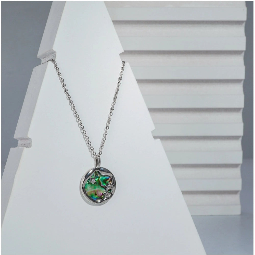 Women'S Stainless Steel Galaxy Pendent Delicate Chain (Silver