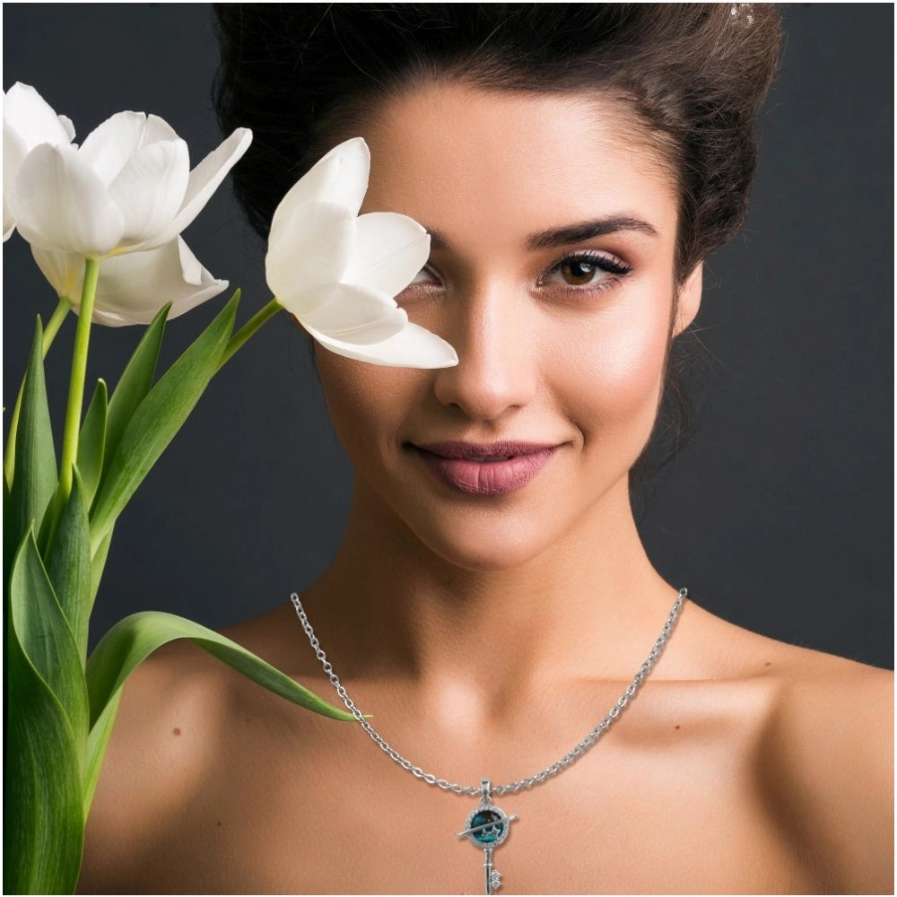 Women'S Stainless Steel Key Design Delicate Chain (Silver Plat