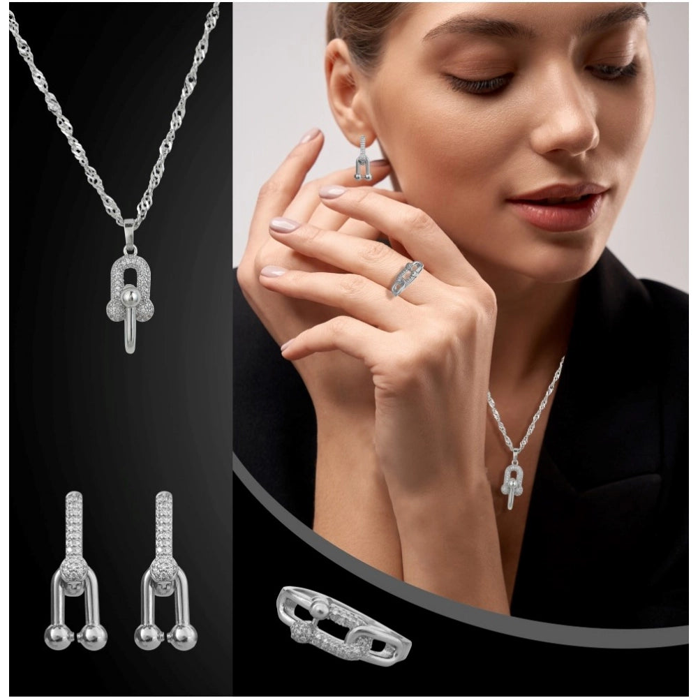 Women'S Stainless Steel Unique Design Silverpolish Combo Jewel