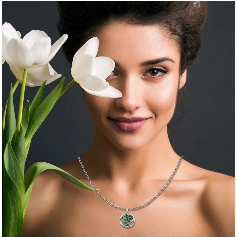Women'S Stainless Steel Galaxy Pendent Delicate Chain (Silver