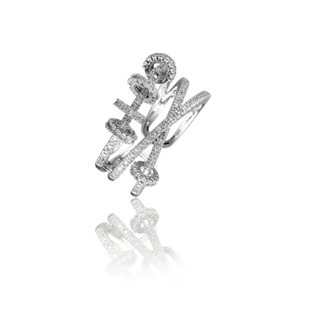 Stainless Steel Silver High-Quality Freesize Ring (Silver Plat
