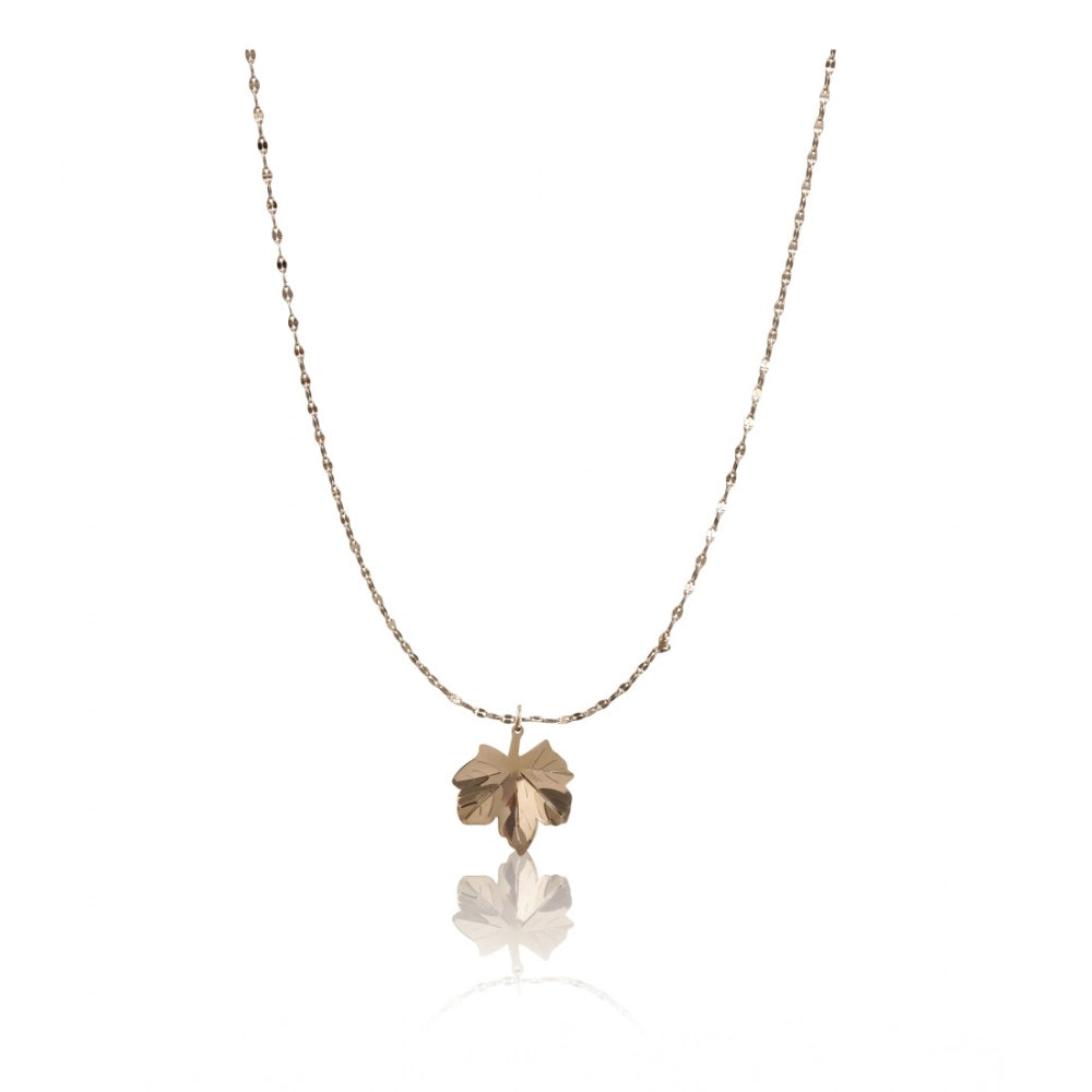 Women'S Stainless Steel Leaf Pendent Delicate Chain (Gold Plat