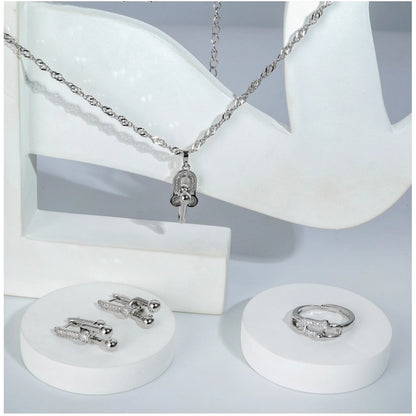 Women's Stainless Steel Unique Design Silverpolish Combo Jewelry (Silver Plated)