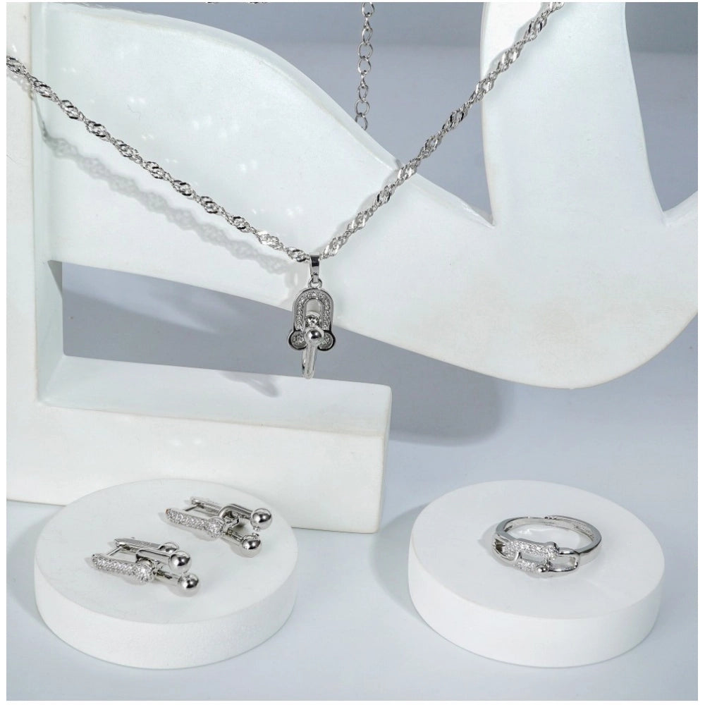 Women'S Stainless Steel Unique Design Silverpolish Combo Jewel