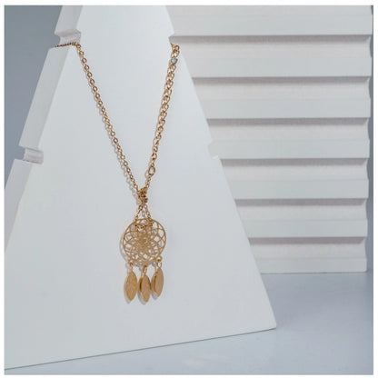 Women's Stainless Steel Dream Catcher Pendent Delicate Chain (Gold Plated)