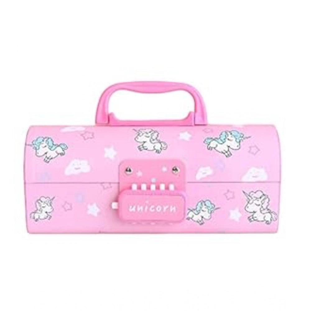 Plastic Pen, Pencil Box Suitcase Style Password Lock (Multicol