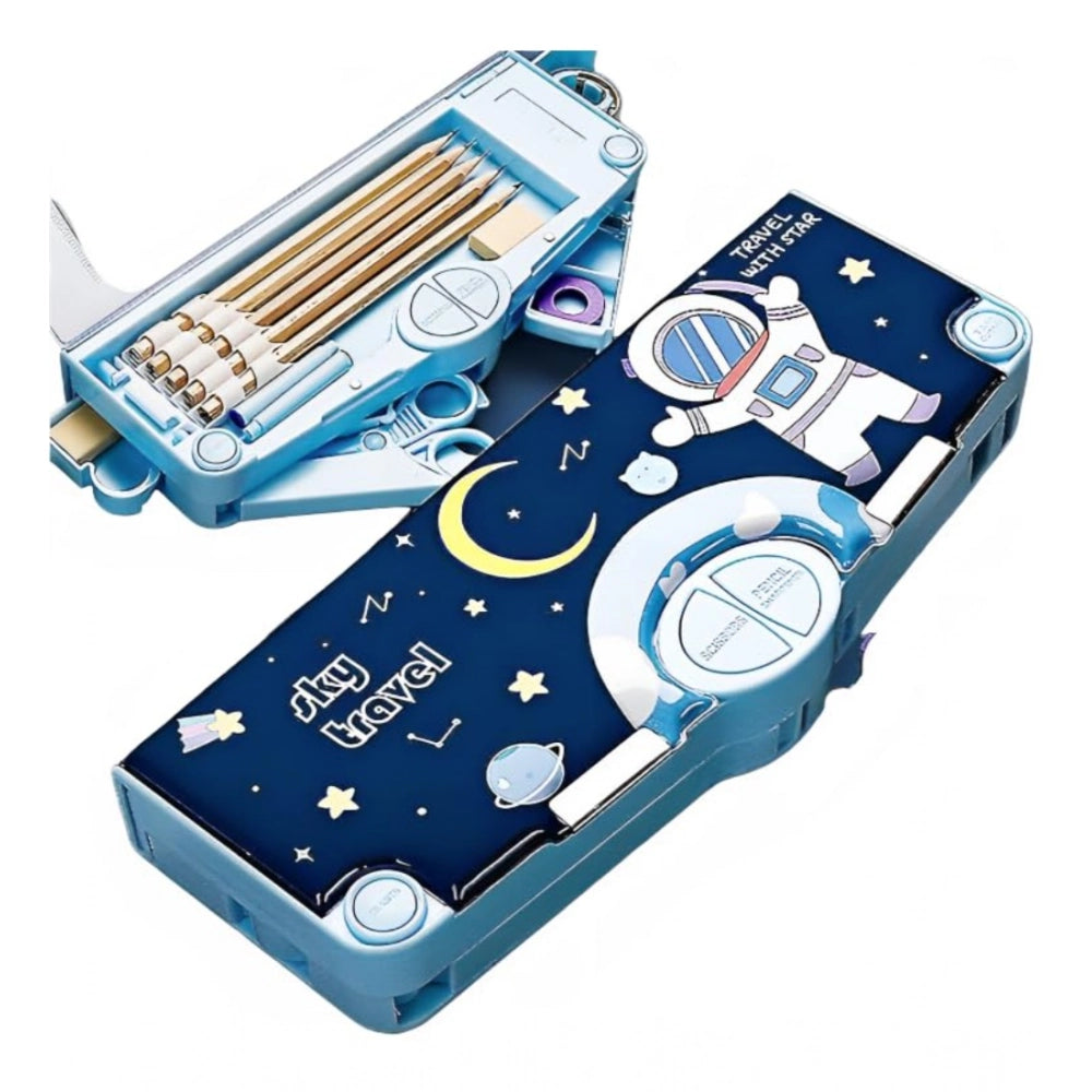 Plastic Magnetic Pencil Case With Sharpener Compass Box For Ki