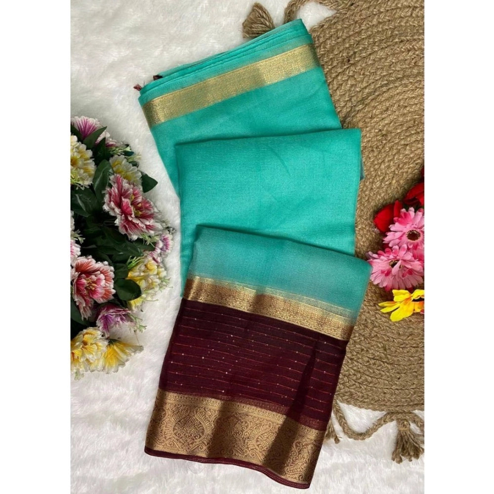Women'S Khadi Cotton Solid Saree With Unstitched Blouse 5.5Mtr