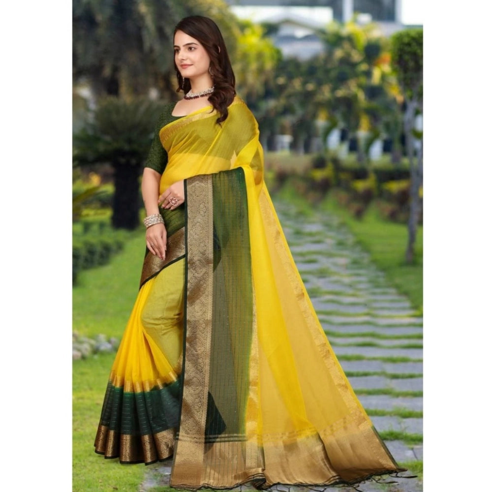 Women'S Khadi Cotton Solid Saree With Unstitched Blouse 5.5Mtr