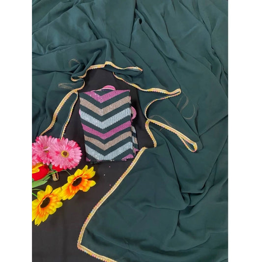 Women'S Fox Georgette Solid Saree With Unstitched Blouse 5.5Mt