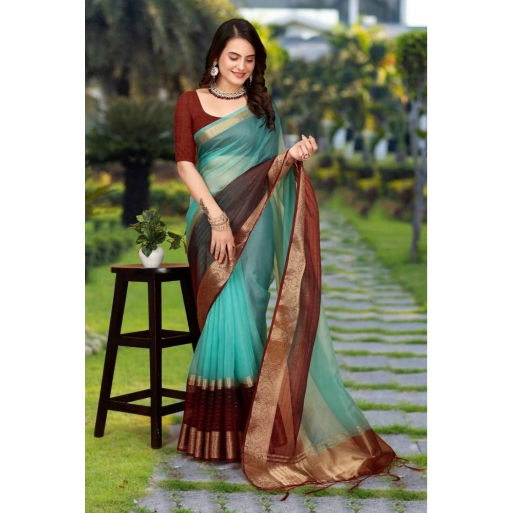 Women'S Khadi Cotton Solid Saree With Unstitched Blouse 5.5Mtr