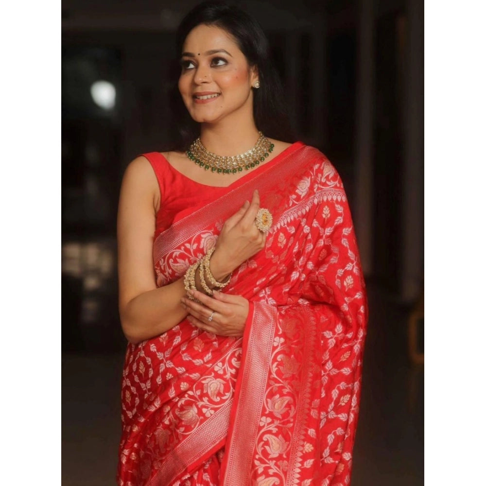 Women'S Silk Printed Saree With Unstitched Blouse 5.5Mtr (Oran