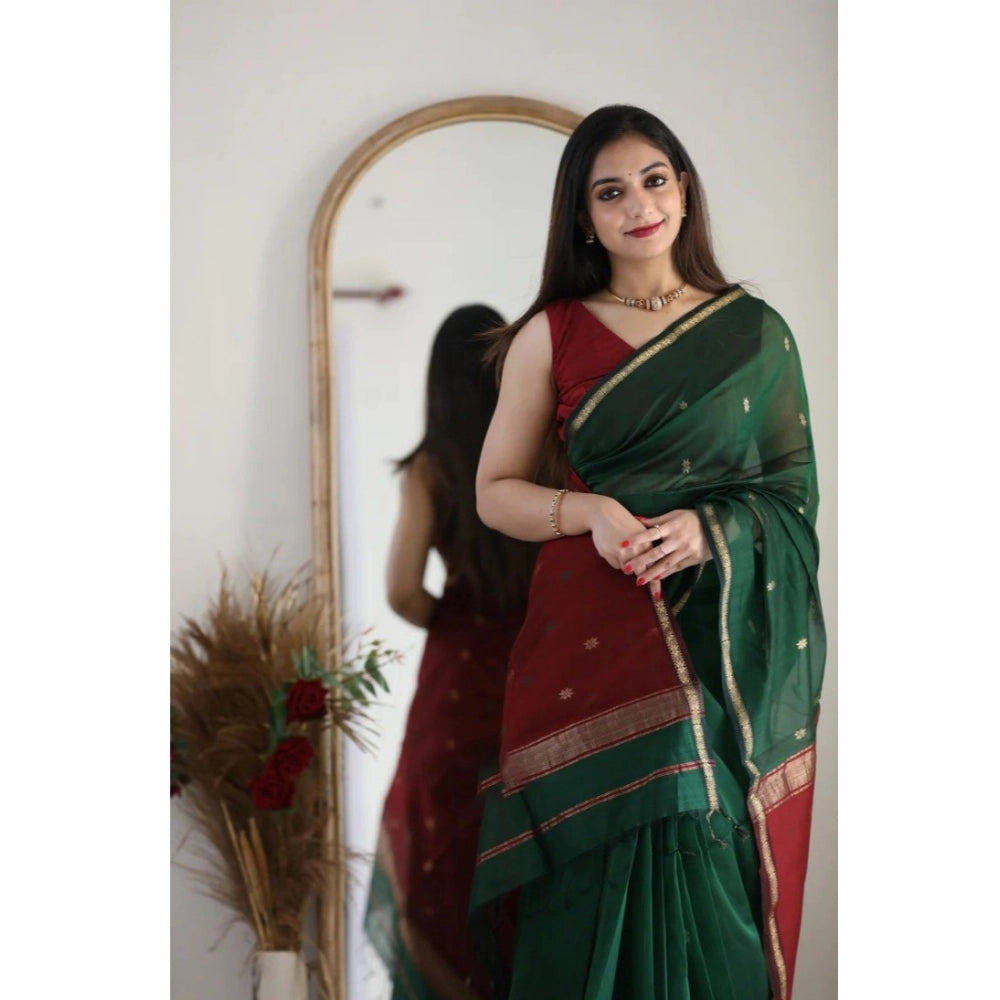 Women'S Cotton Printed Saree With Unstitched Blouse 5.5Mtr (Da