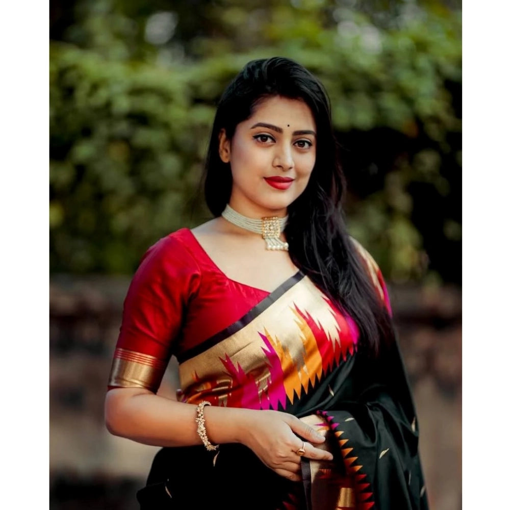 Women'S Silk Printed Saree With Unstitched Blouse 5.5Mtr (Mult