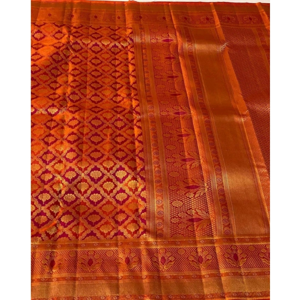 Women's Silk Printed Saree With Unstitched Blouse 5.5Mtr (Red) - VANSHELLE
