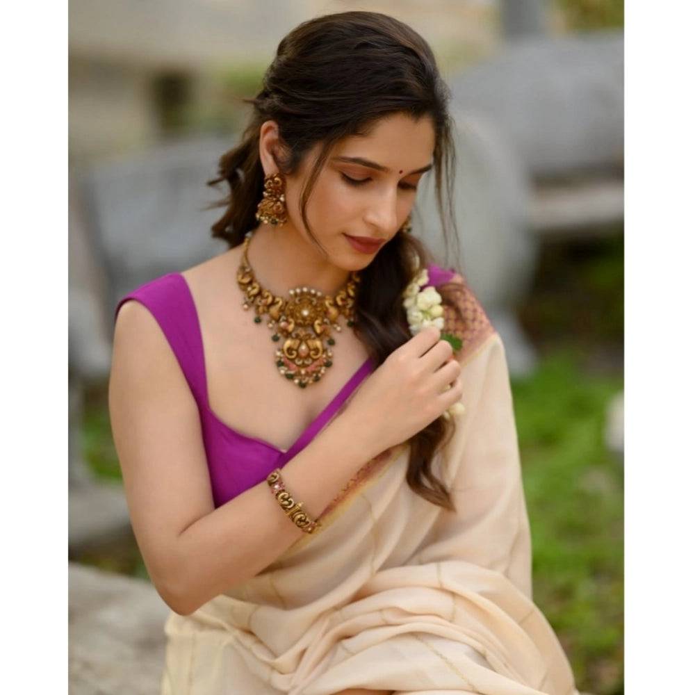 Women'S Silk Printed Saree With Unstitched Blouse 5.5Mtr (Off
